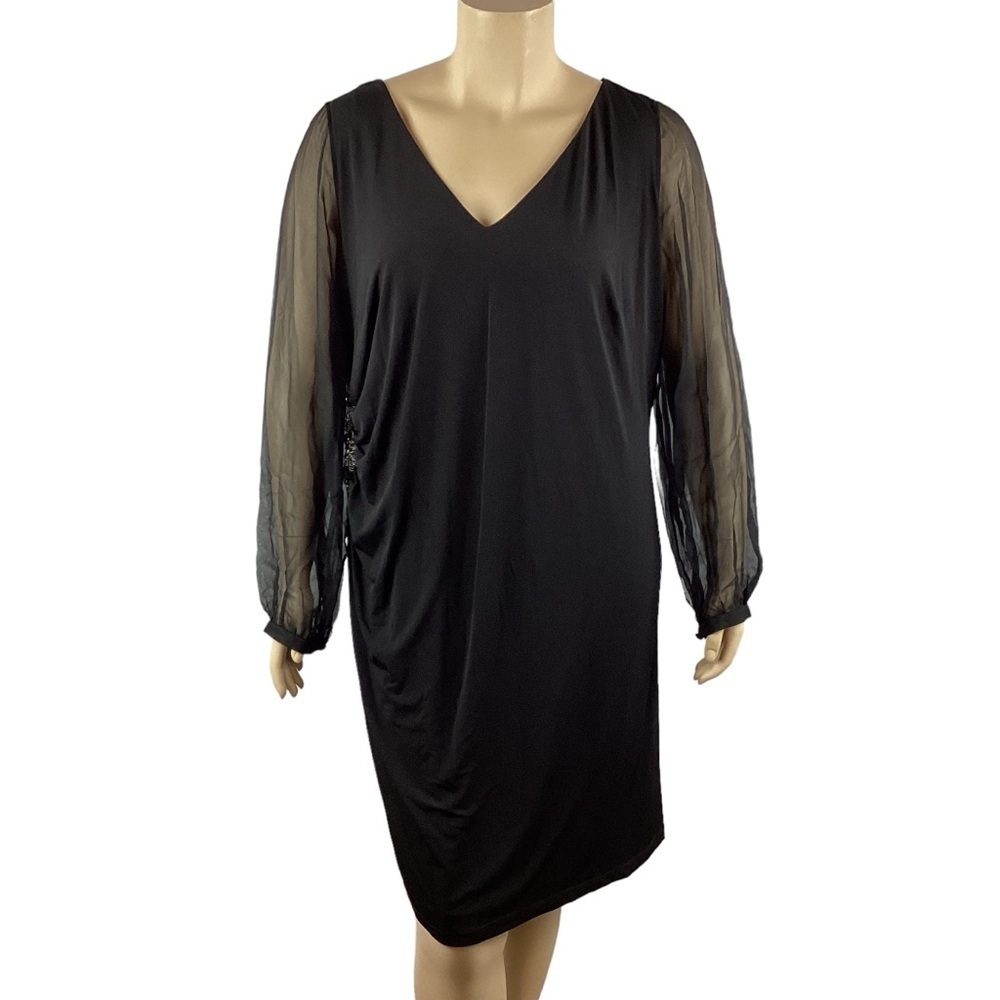 David Meister Long Sleeve Dress Size 20W Black